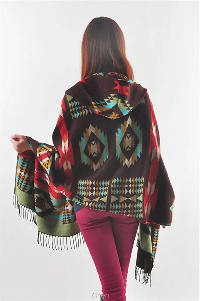 Hot Sale Poncho / cape Hooded Fringed Sweater Tribal Boho Aztec People Chic  Gypsy Shawl Scarf Free Sz Free Shipping - AliExpress Apparel Accessories