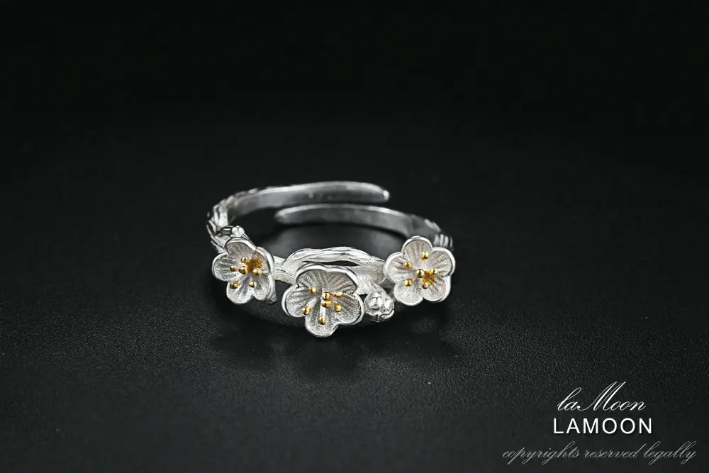 LAMOON Flower Adjustable Rings