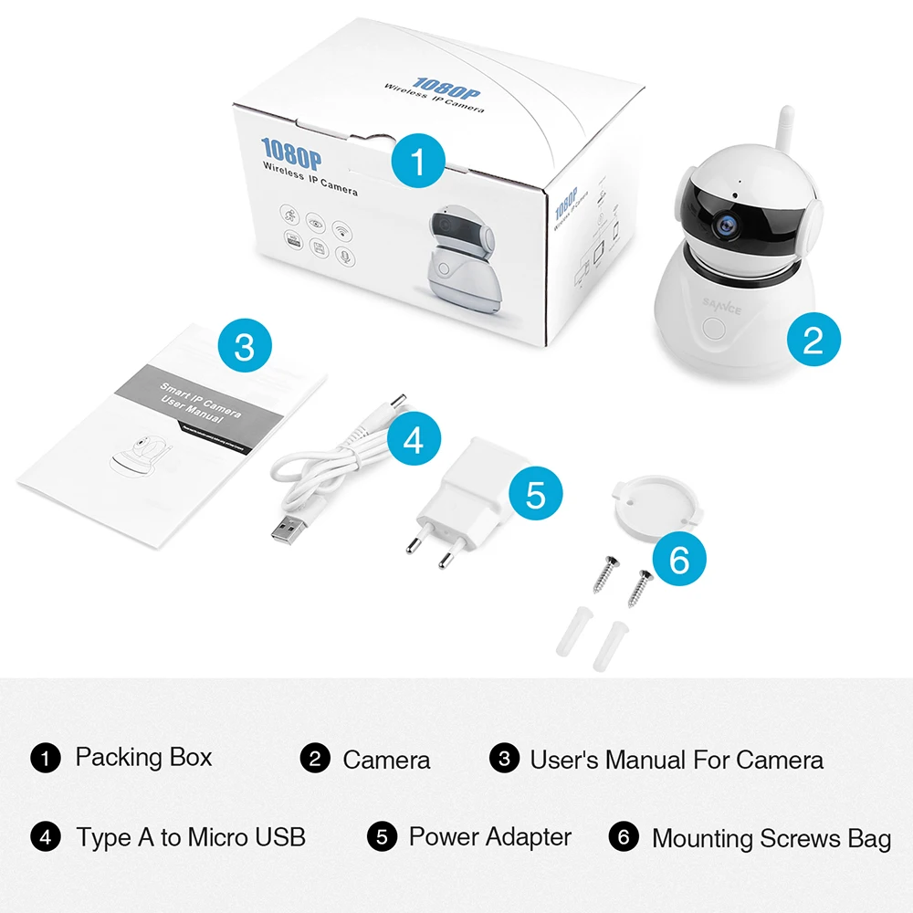 SANNCE 1080P Wireless Wifi IP Camera Full HD Home Security Baby Monitor Mini Network Surveillance Camera IRCut Night Vision CCTV