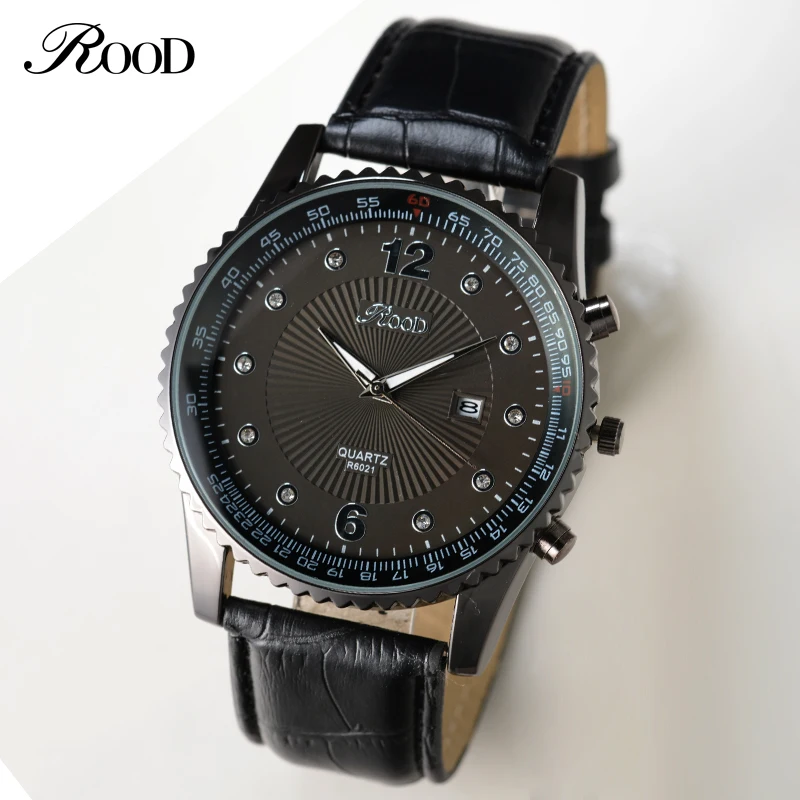 Luxury Brand Rood Men Quartz Watches Leather Waterproof Casual Wrist