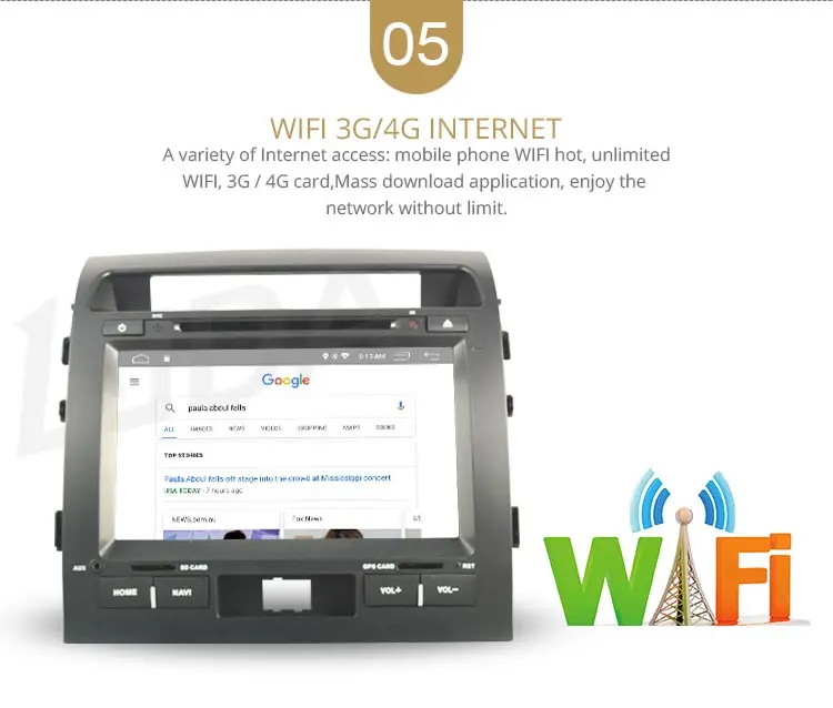 Discount LJDA 2 Din Android 9.1 Car DVD Player For Toyota LAND CRUISER  LC200 2008-2014 Wifi GPS Radio 2G+16G Quad Core Multimedia Stereo 7