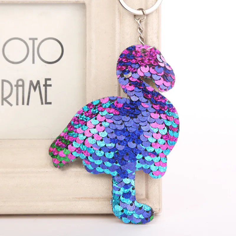 

Colorful Sequins Flamingo Keychain Charms Paillette Pendants Bird Keyring DIY Mermaid Keychain Jewelry Accessories 6C2406
