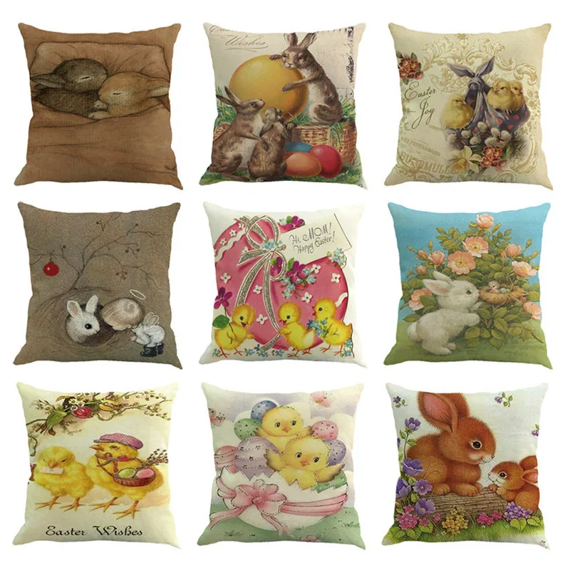 

ISHOWTIENDA 2019 Super Soft High Quality Easter Cotton Square Rabbit Throw Pillow Case Waist Cushion Cover Home Decoration