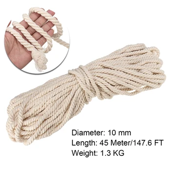 

Macrame Rope Natural Beige 10mm 45m Twisted Cord for Handmade Enthusiasts for Artisan DIY Hand Craft Cords Pure Cotton