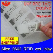 UHF RFID наклейка Alien 9662 влажная инкрустация 915mhz868mhz 860-960MHZ Higgs3 EPC 6C 20pcs клей пассивный RFID этикетка