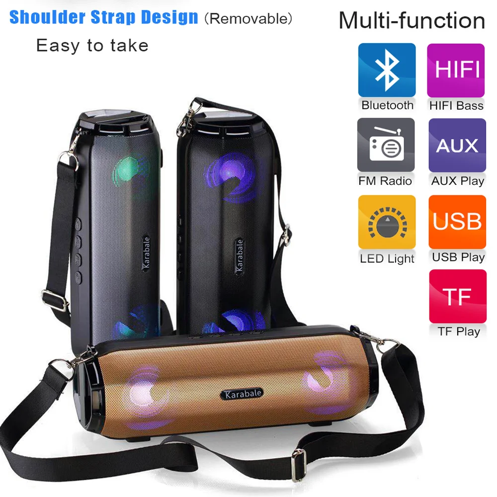 

Big Power Bluetooth Speaker Super Bass Portable Wireless Loudspeakers PC Desktop Speaker Loudspeaker FM Radio LED Light Effect