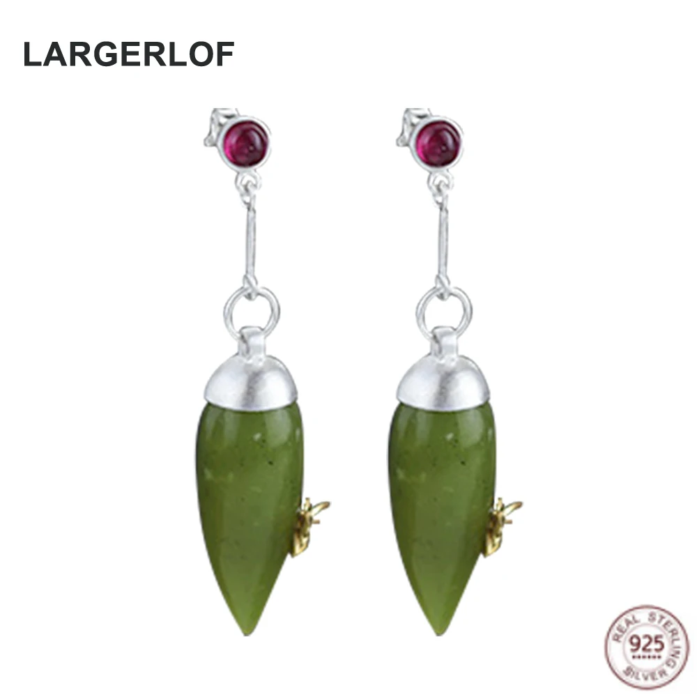 LARGERLOF Real 925 Sterling Silver Drop Earrings For Women Fashion Jewelry Handmade Peridot Earrings Women AED31001 LARGERLOF Real 925 Sterling Silver Drop Earrings For Women Fashion Jewelry Handmade Peridot Earrings Women AED31001