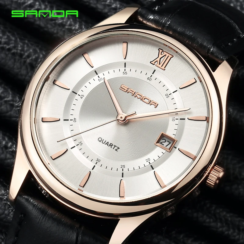 

2019 SANDA Men's Watches Top Brand Luxury Fashion Quartz Watches Men Complete Calendar Wrist Watch Leather Business Male Clock