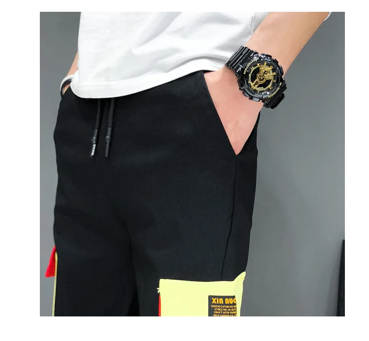 Модные летние брюки мужские брендовые новые тонкие хип-хоп мужские шаровары универсальные повседневные мужские брюки-карго Slim Fit Брюки
