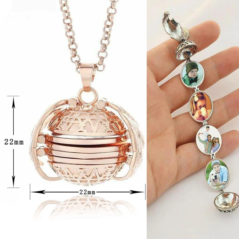 

photo locket pendant necklace copper memory jewelry necklace pendant for family best friend gift angel wings box dropshipping