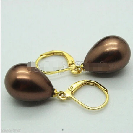 

hot sell new - NEW 12X15MM DROP/DANGLE SOUTH SEA SHELL PEARL EARRINGS AAA+ Noble style Natural Fine jewe fast SHIPPING