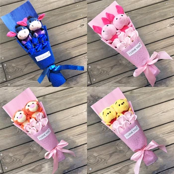 

BOLAFYNIA Bear tiger stitch donkey Plush Toys Soft Stuffed Toy Plush bouquet For Valentine's Day Christmas Gifts