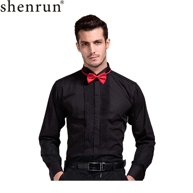 Shenrun Pria Wing Collar Kemeja Lengan 
