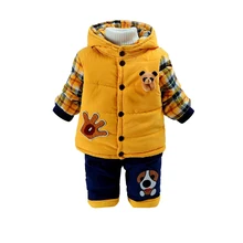 Зимние комплекты одежды для маленьких мальчиков и девочек вельветовые толстые детские хлопковые куртки, пальто зимняя одежда для малышей комплекты для малышей 1, 2, 3 лет