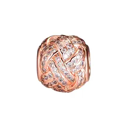CKK 925 пробы серебро сверкающий любовный узел Роза Золотые талисманы фирменные бусины ювелирных изделий Подходит для Браслеты