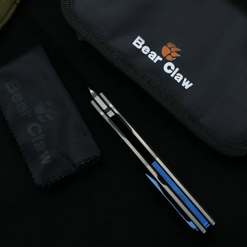 Bear-claw-Parallel-lines-Flipper-folding-knife-D2-Blade-ball-bearing-Titanium-handle-Outdoor-survival-tactical (2)_