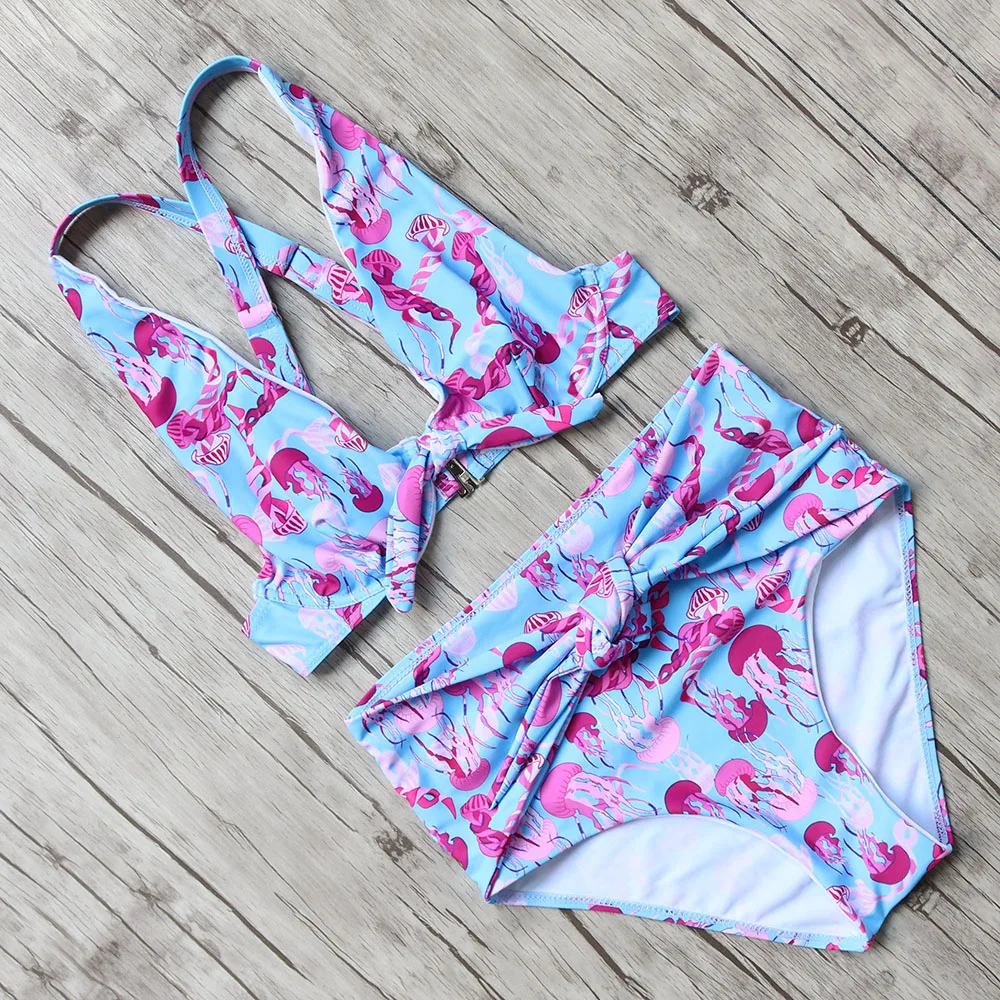 

2018 High Waist Bikini Push Up Swimwear Women Sexy Brazilian Bandage Swimsuit Print Bikinis Female Maio Beachwear Bathing Suit