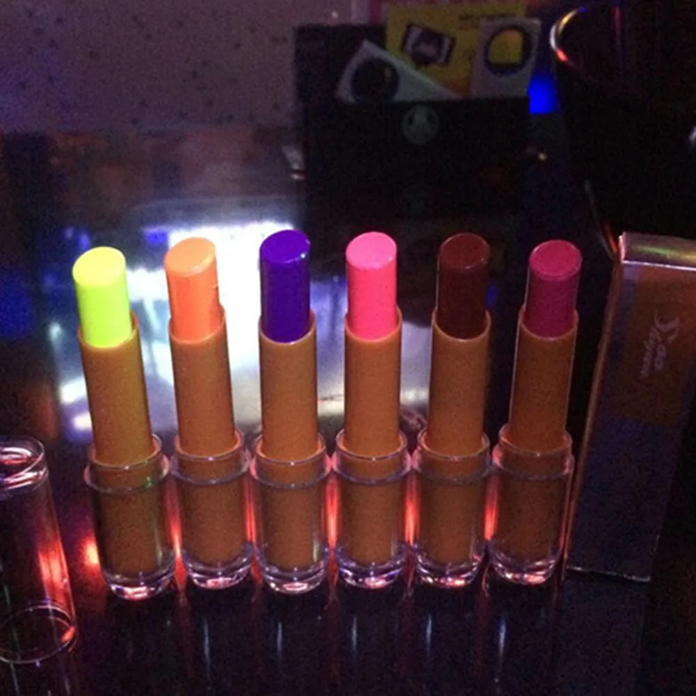 

Super Cool Fluorescent Lipstick Glow In The Dark Shiny Party Luminous Lip Stick Gloss Batom Use For KTV Bar Nightclub Lip Makeup