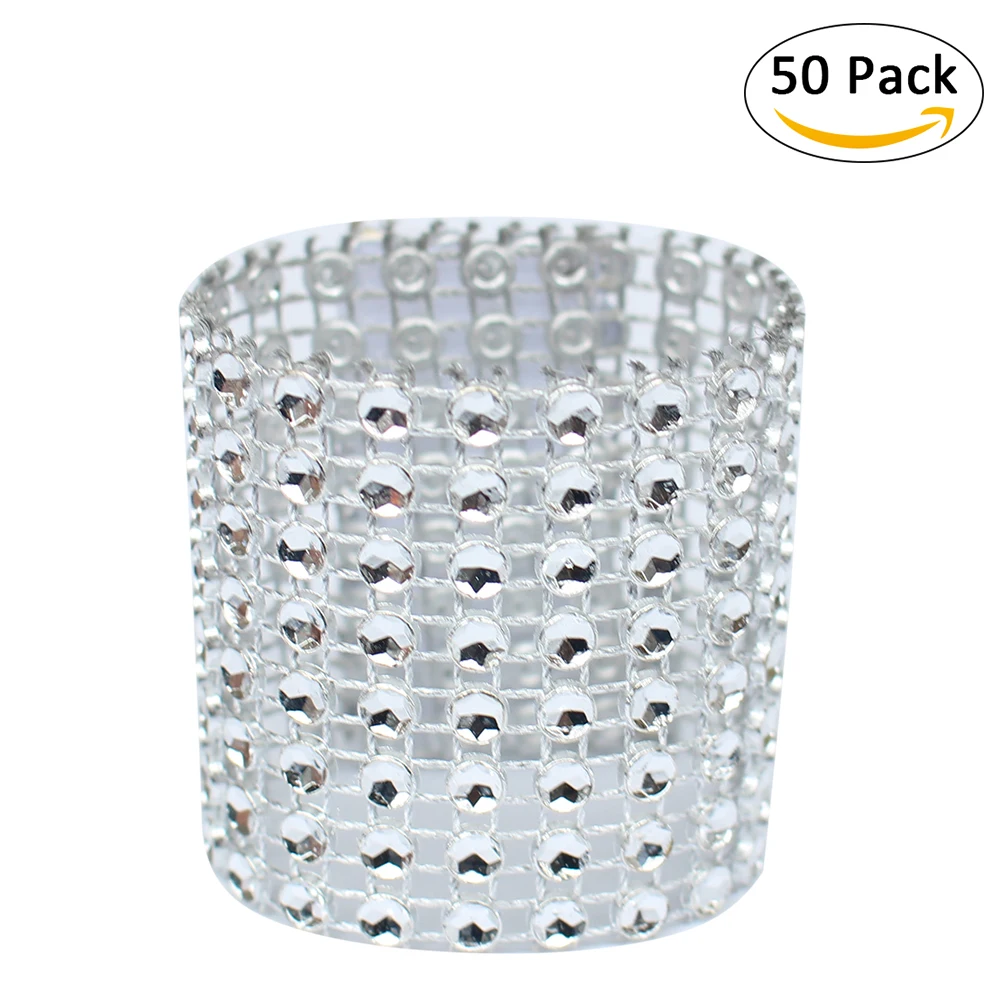 50Pcs Diamond Wedding Napkin Ring Rhinestone Napkin Holders Chair