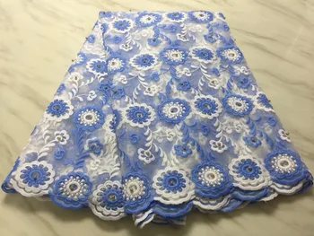 

Blue African French Lace Fabric High Quality African Tulle Lace Fabric For Wedding Beaded French Lace Fabric PL29511