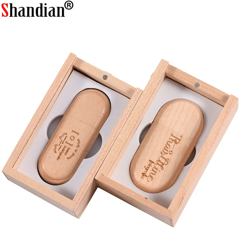SHANDIAN акции деревянный USB+ push box USB флэш-накопитель 4 ГБ 8 ГБ 16 ГБ 32 ГБ 64 ГБ клен дерево логотип скульптура для свадебного подарка