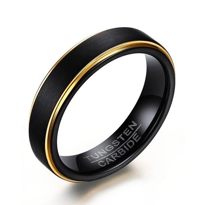 Men's Tungsten Carbide Ring With Buddhist Faith Engraving - Silver/Gold Color, 8mm Wide, Punk Style