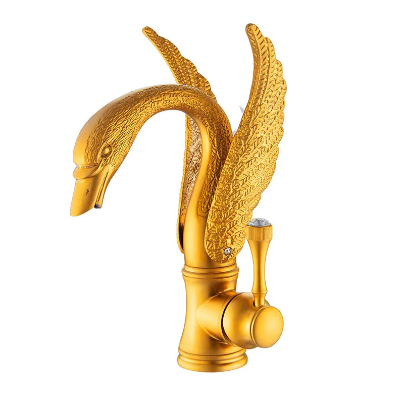 Luxury Antique Brass Swan Bathroom Faucet Bath Lavatory Basin Sink
