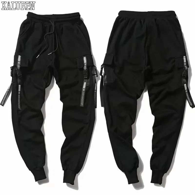Размера плюс 2xl-8xl мужские хип-хоп брюки длинные брюки хлопковые топы мужские хип-хоп толстые большие китайский стиль эластичный пояс - Цвет: Черный