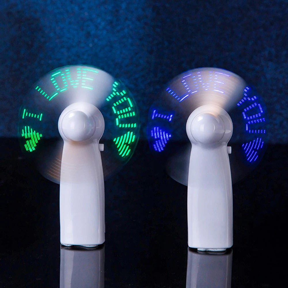 Mini Portable Hand-held Fan LED Gleamy Letters 3 Colors
