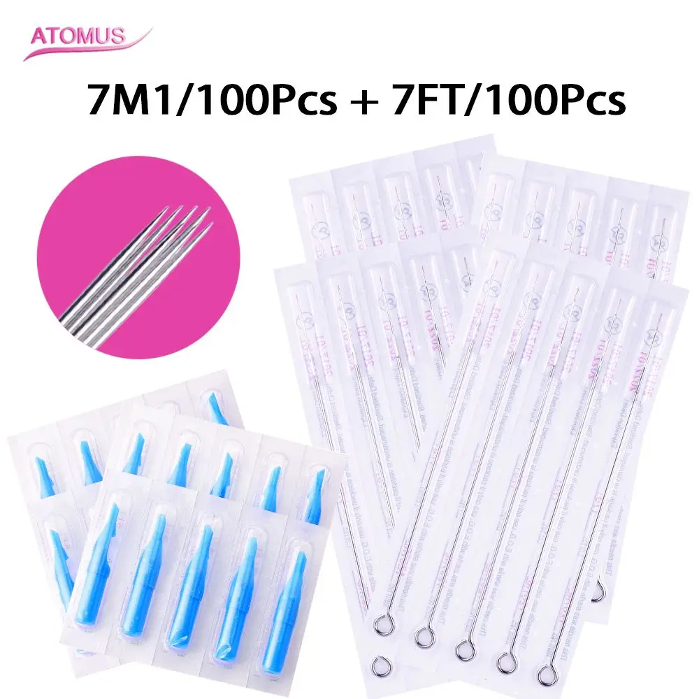 

Tattoo Needles and Tips (7M1+7FT) 100 PCS Disposable Sterile Tattoo Needles+100 PCS Disposable Tattoo Tips Tattoo Kit