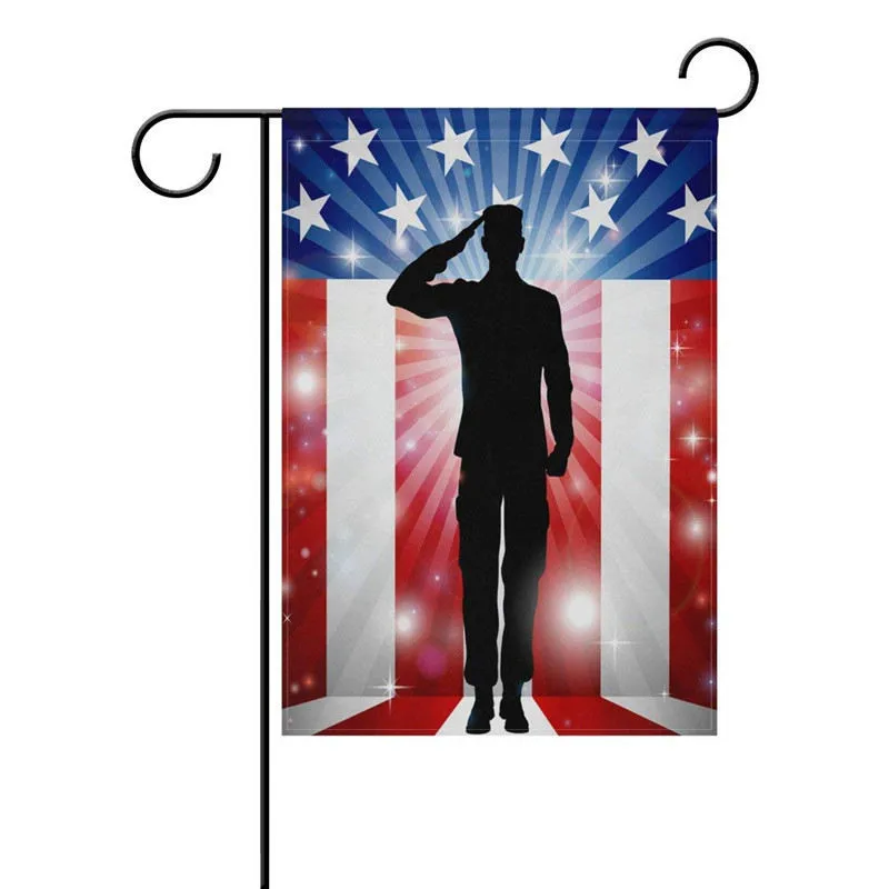 Garden Flag Yard Decor Thank You Soldier Saluting America Flag Banner