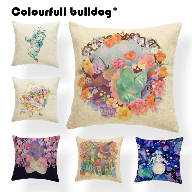 

Cartoon Fairy Tale Cushion Flower World Girl Witch Magic Wand Pillows Decoration Children Room Beautiful Garden Butterfly Pillow