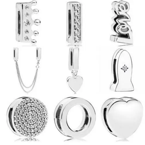 

925 Sterling Silver Charm Rose Gold Reflexions Smooth Love Heart Clip Lock Beads Fit Pandora Bracelet Diy Jewelry