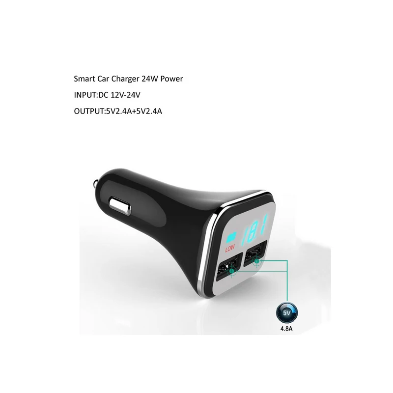 New R50s 2 x USB Smart Car Charger 5V 4.8A LED Screen Battery Low Voltage Warning For iPhone/Samsung/Xiaomi/Galaxy S6 S7/Huawei |