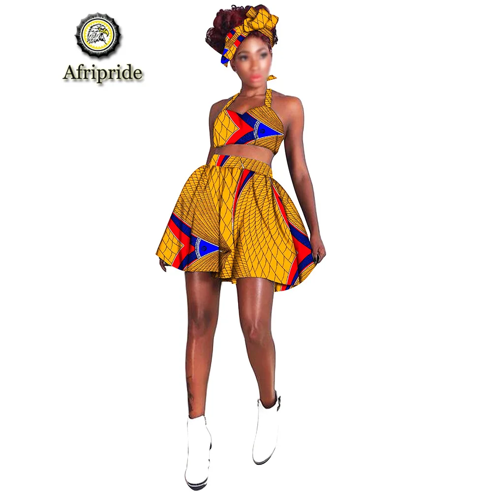 Африканская Одежда Для Женщин Дашики топы с принтом skrits тюрбан в африканском стиле повязка на голову женские комплекты наряды сексуальные AFRIPRIDE S1926024