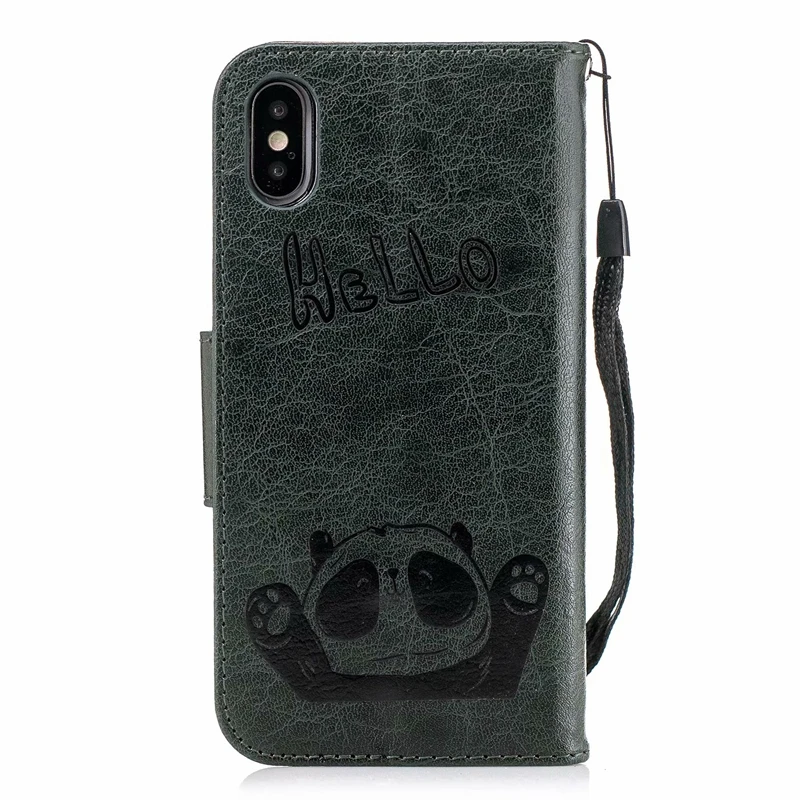 Для Iphone X 10 8 7 Plus 6 6S SE 5 5S кожаный чехол бумажник с принтом Hello Panda слот для карт ID