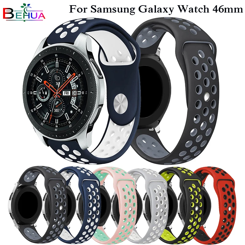 Спортивный силиконовый ремешок для Samsung galaxy watch 46 мм SM R800 цветной на запястье