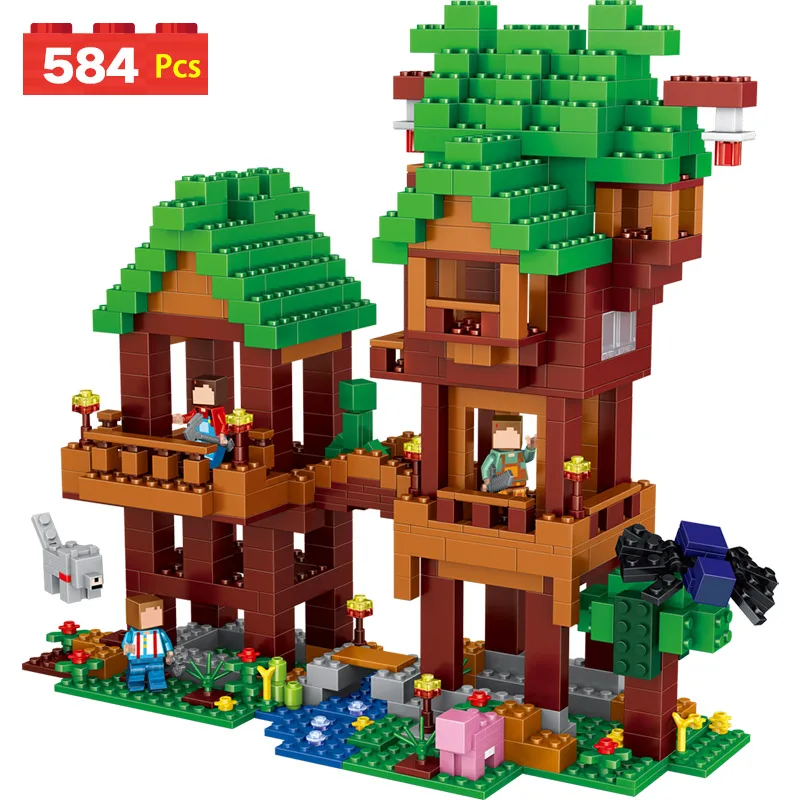 

My World Series Tree tower Model Educational Lookout Building Blocks Whistle Compatible Minecrafter Brick Toy For Kid