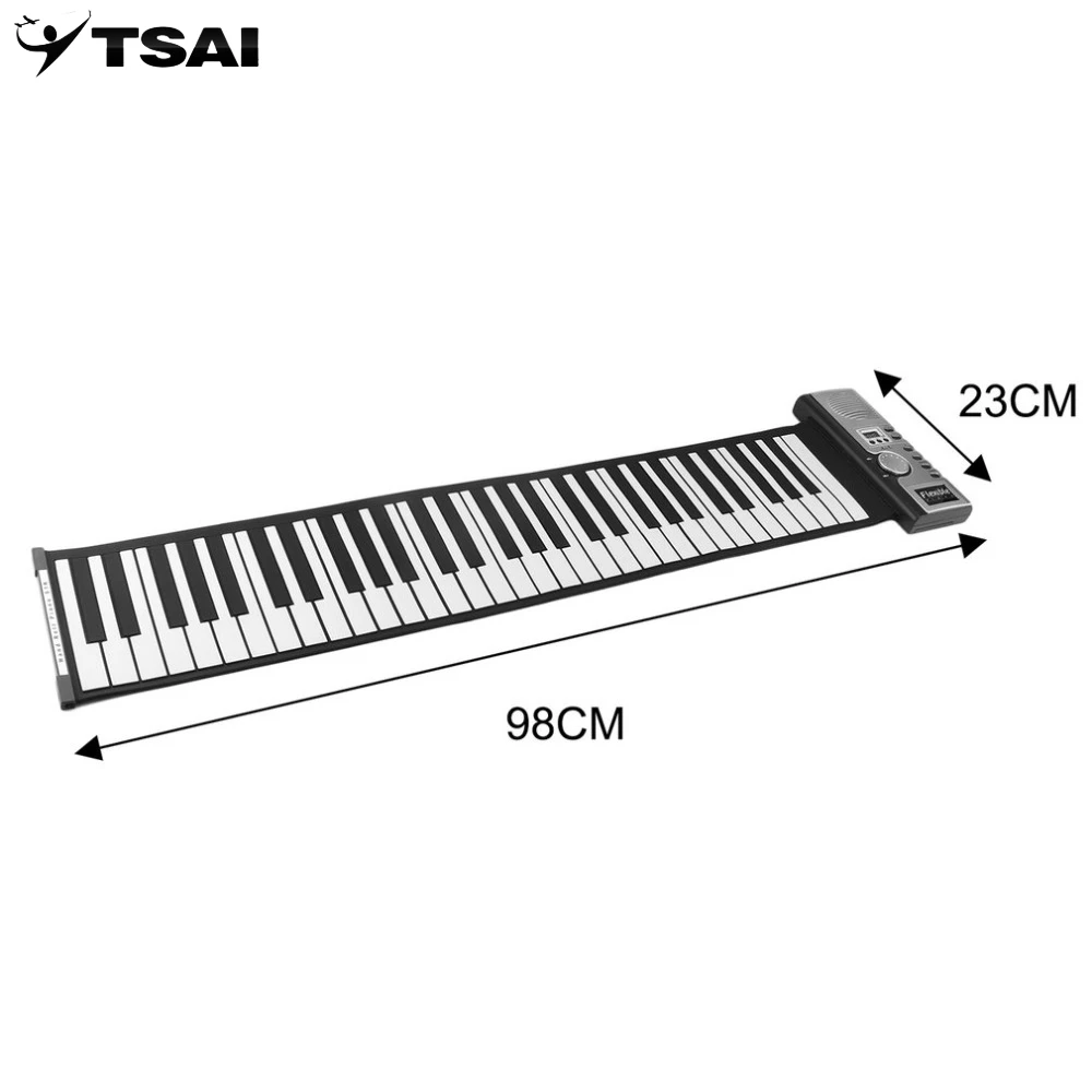 Водонепроницаемая перезаряжаемая цифровая клавиатура пианино 61 клавиша 128 тонов Портативный Гибкий электронный рулон пианино встроенный динамик
