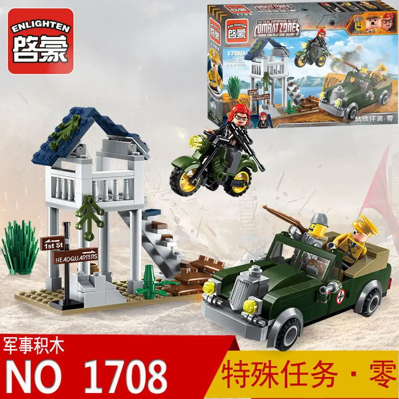 

Enlighten 1708 Building Block Army Pilot Soldier Figure Battle Land Force Special Assignment Gun Battle Bricks For Kids