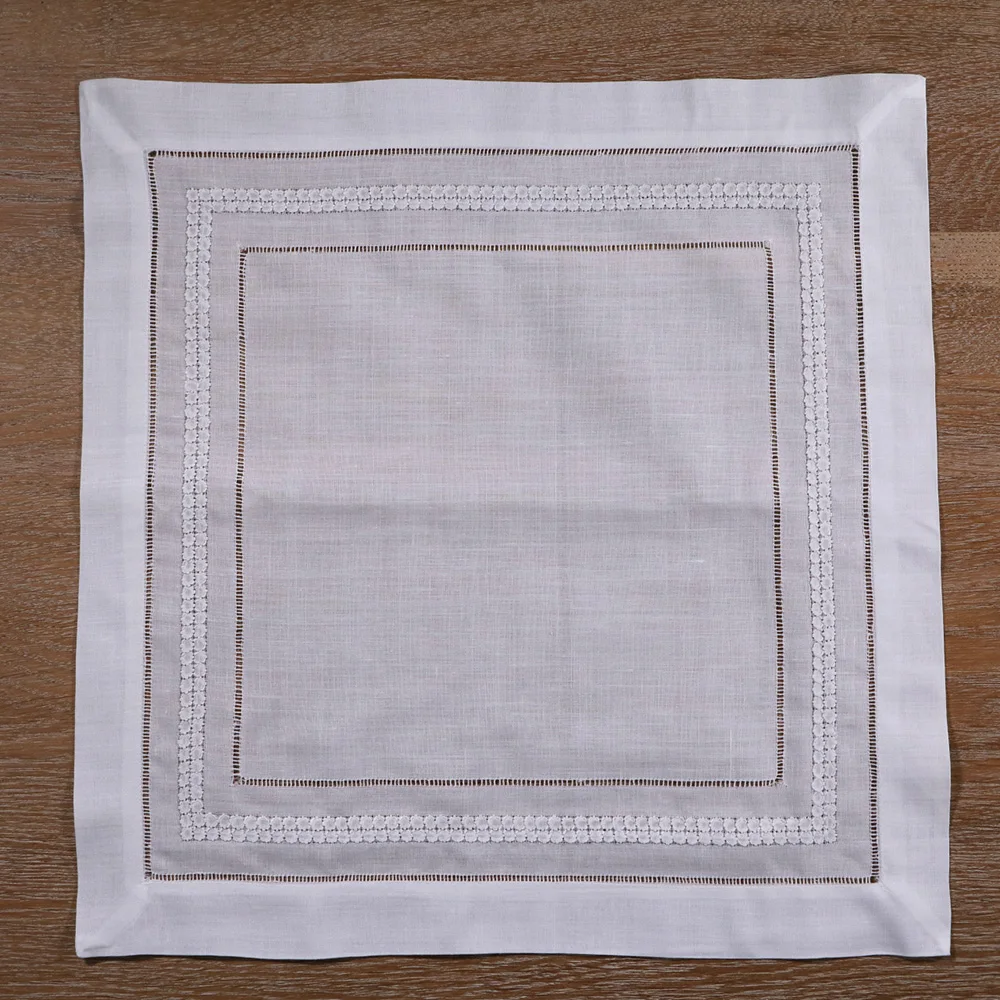 N019: 4 шт. белый Hemstitch обеденный стол салфетки рами 1" x 17" Лестница мережка ткань ужин mokador