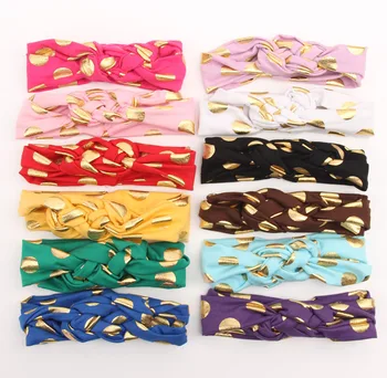

40pcs/lot Baby Girl Glitter Dot Cotton Knot Headband Newborn Photo props