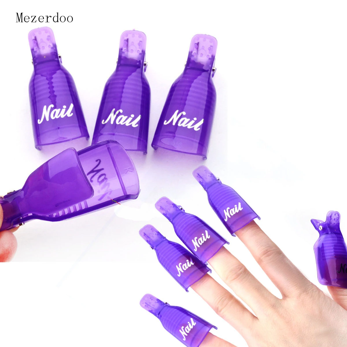

10Pcs/lot Nail Art Gel Nail Polish Remover Soak Off Cap Clip Pink Purple UV Gel Polish Wrap Tool Fluid for Removal of Varnish