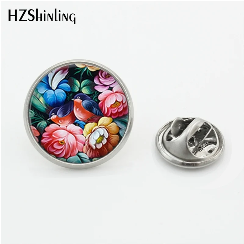 

New Arrival Art Deco Jewelry Roses Flowers Collar Pin Flower Jewelry Glass Dome Wedding Stainless Steel Lapel Pin