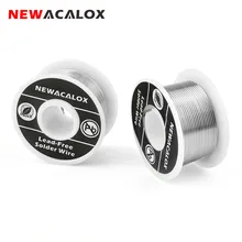 NEWACALOX 2 unids/set 1mm nuevo soldadura de hierro del carrete de alambre de 100g/3,5 oz de plomo de la lata de la línea de flujo de plata 2.0% Sn63Pb37 de soldadura de alambre de soldadura para la soldadura