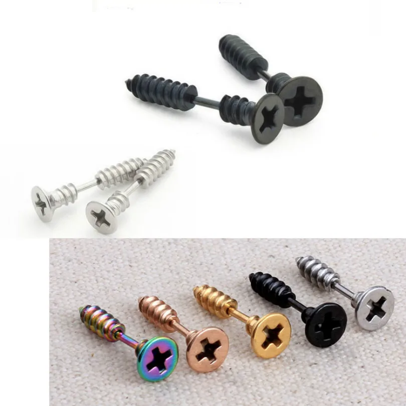 Cool Titanium Steel Ear Bone Nail Titanium Steel Screw Earrings Pierced