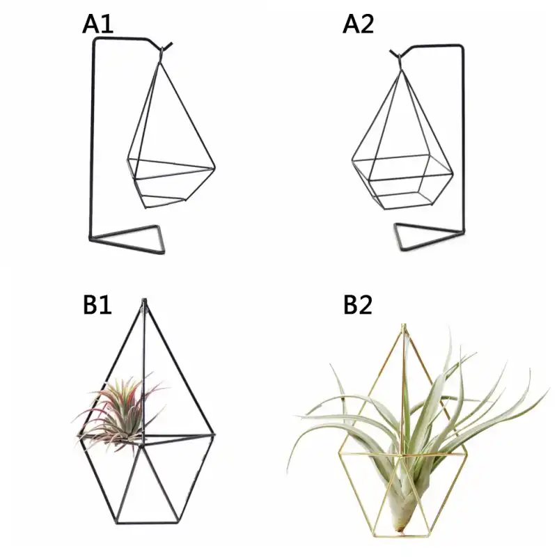 Besi Bunga Rak Geometri Menggantung Wadah Nanas Disisipkan Dinding