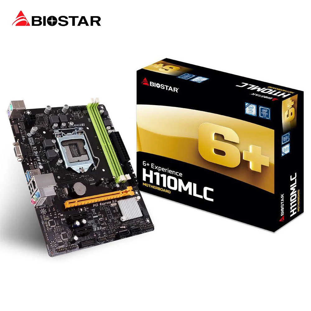 BIOSTAR H110MLC 1151 H110 Motherboard DDR4 Micro ATX Desktop Computer Motherboard Support G4560 I3-7100 USB 3.0 SATA3 PCI-E 3.0 biostar new h110mlc desktop motherboard for intel core i5 i7 7700k 6700 cpu lga 1151 micro atx ddr4 2133 1866 computer mainboard