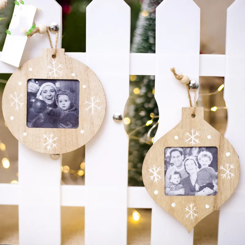 

Christmas Decorations DIY Wooden Photo Frame Pendant Christmas Decorations Ornaments Christmas Decorations for Home