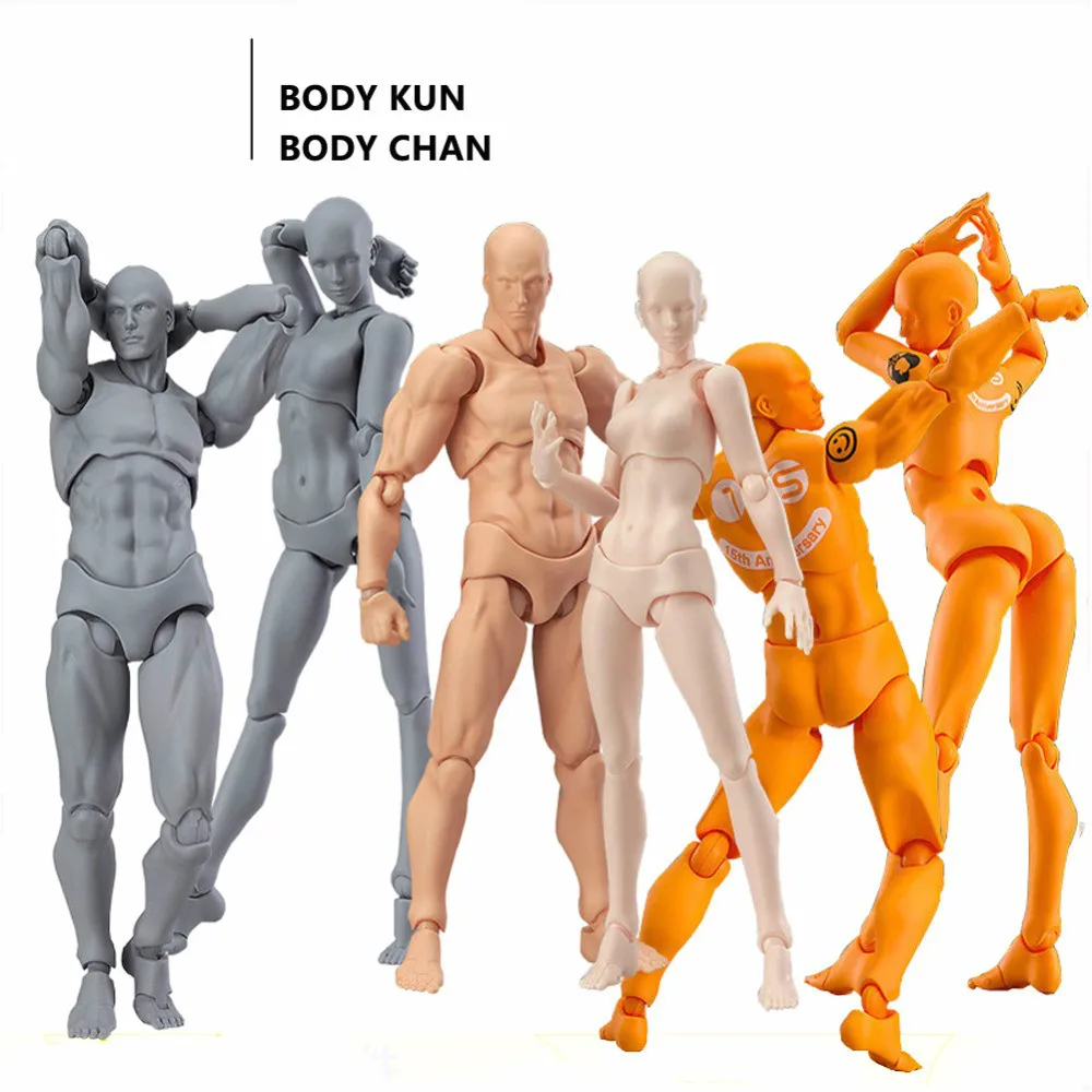 

Human body simulation model BODY KUN / BODY CHAN Grey Color Ver. Black PVC Action Figures doll Collectible Toys COLLECTION MODEL